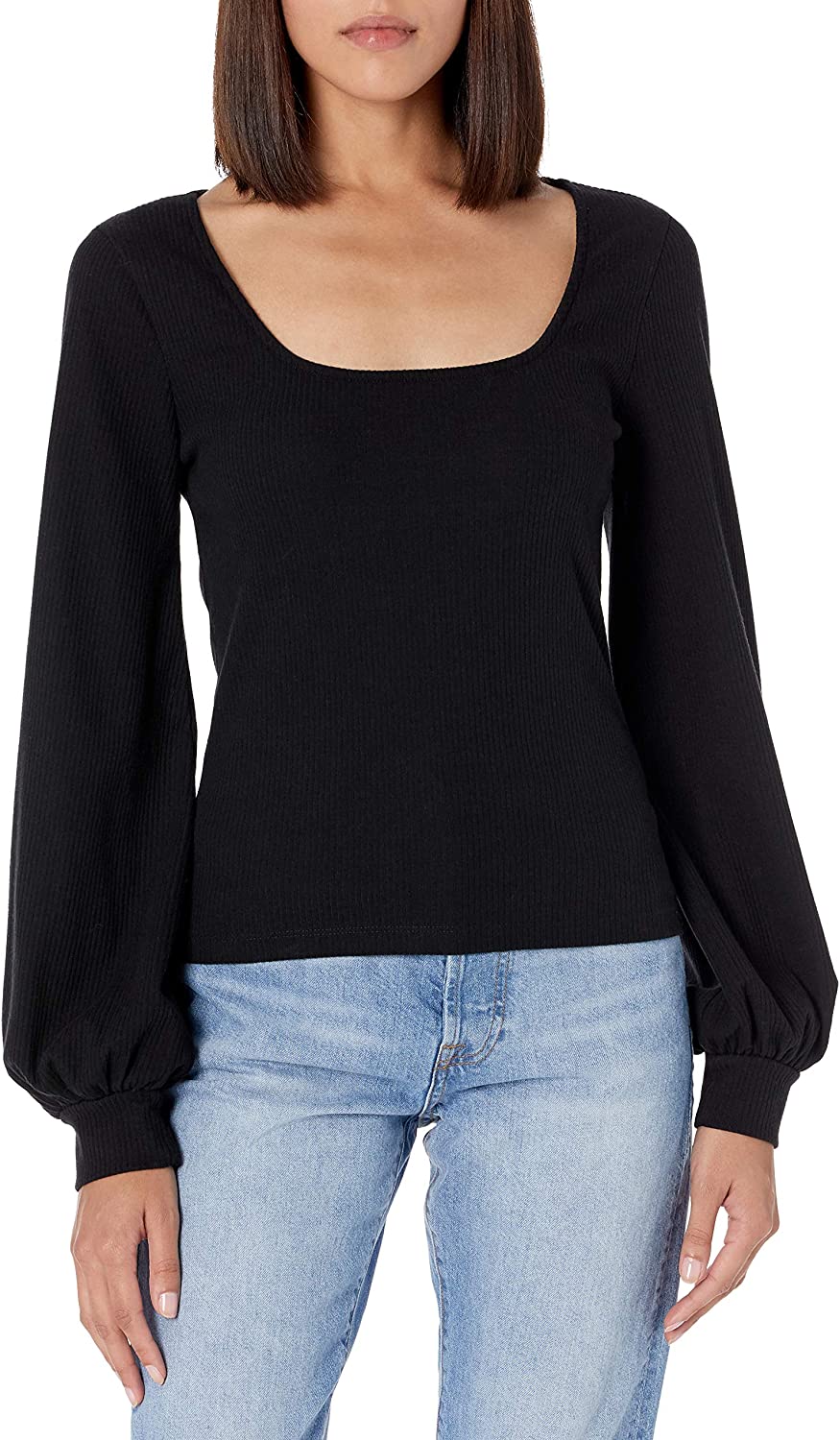 230816053211811_1 The Drop Women's @lucyswhims Square-Neck Balloon-Sleeve Top - Image 1
